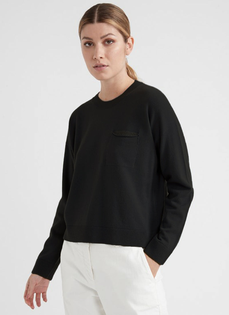 Peserico Wool and Silk-Blend Sweater with Pocket