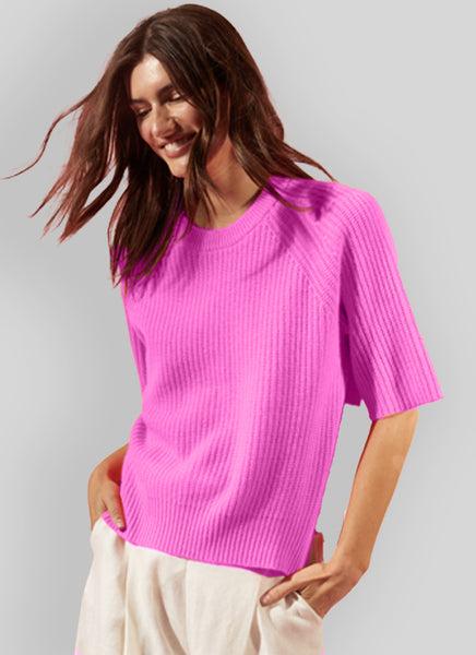 Oversize Shaker Short Sleeve Sweater by Autumn Cashmere Andrews