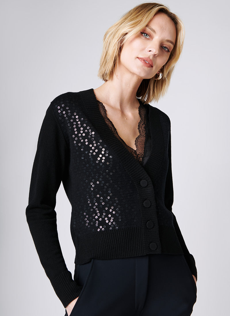 Sheer shop sequin cardigan