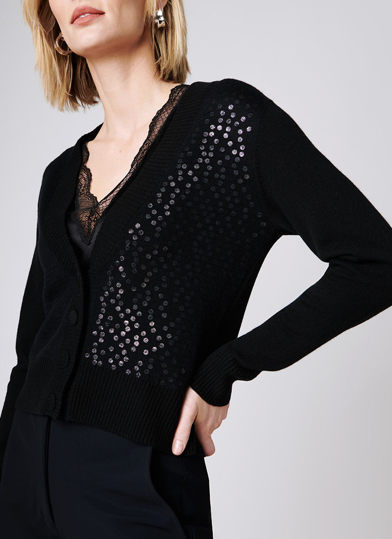 Sheer shop sequin cardigan