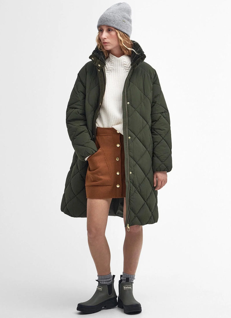 Barbour green puffer jacket on sale