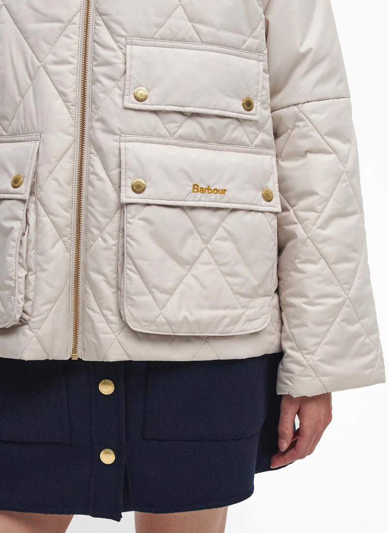 Barbour white quilted jacket on sale