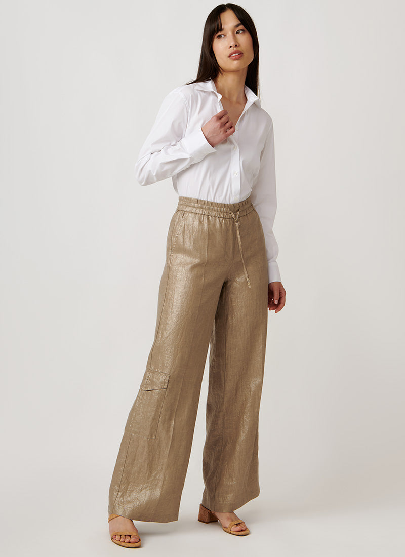 Cambio Amalia Metallic Linen Cargo Pant