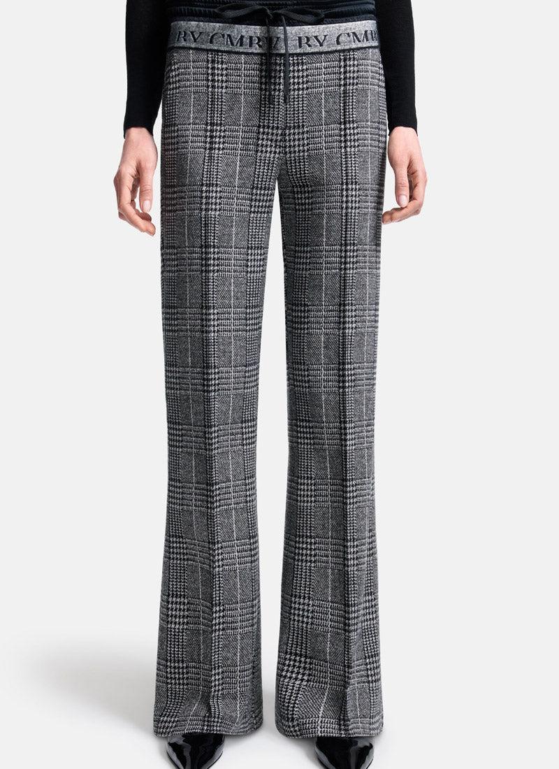 Cambio Ava Double-Waist Glenplaid Jogger Trouser