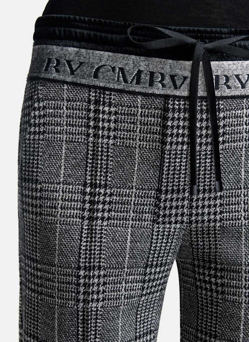 Cambio Ava Double-Waist Glenplaid Jogger Trouser