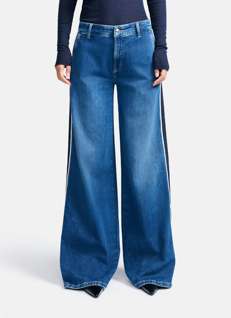 Cambio Alek Side Stripe Straight Leg Jean