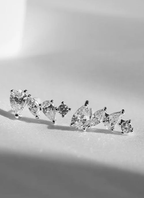 Carat London Abigail Studs White Gold Plated