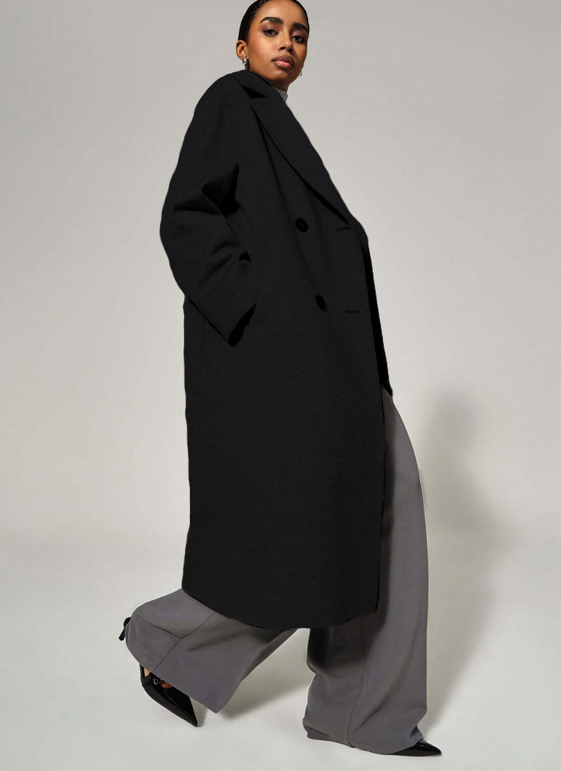 Cinzia Rocca Double-Breasted Oversized Virgin Wool Coat