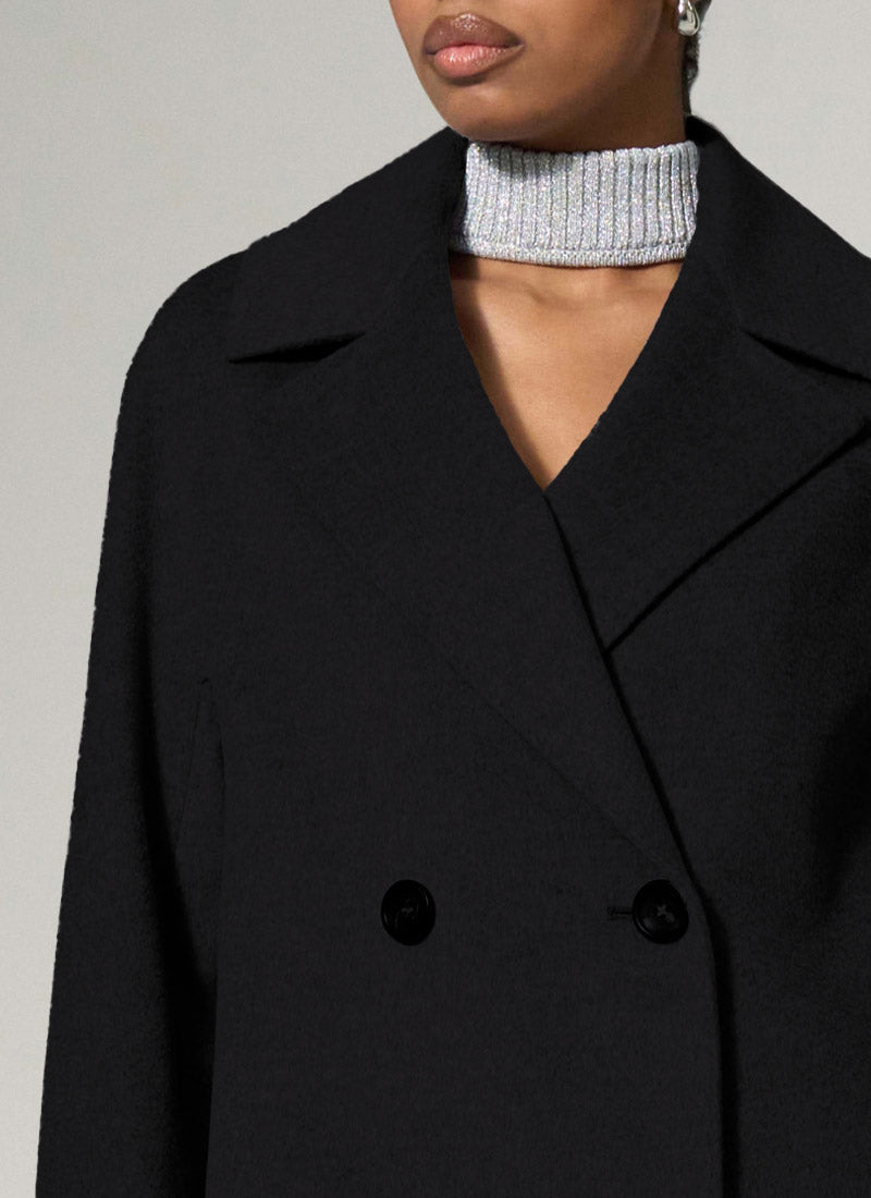 Cinzia Rocca Double-Breasted Oversized Virgin Wool Coat