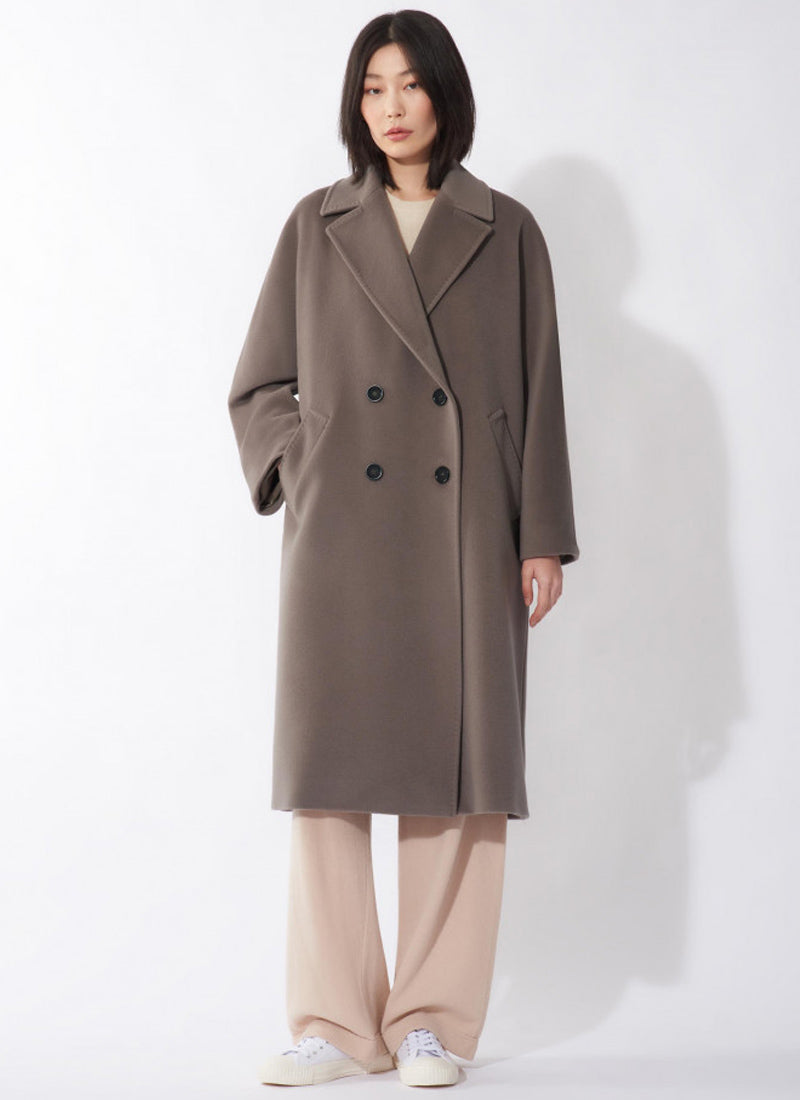 Cinzia Rocca Double-Breasted Oversized Virgin Wool Coat