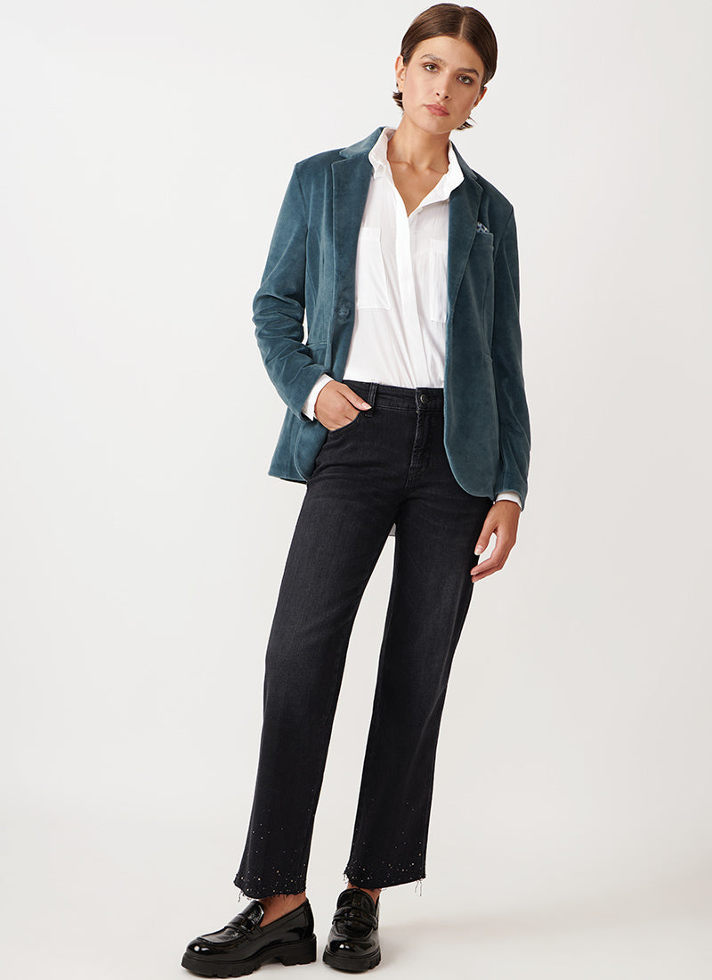 Circolo 1901 Blue Velvet 1-Button Blazer