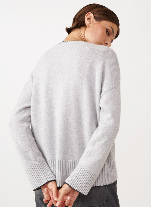 Crewneck Tipped Cashmere Sweater