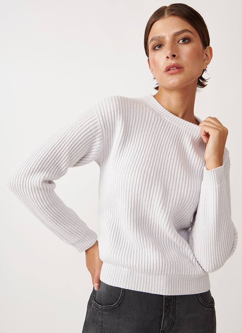 Eleventy Ribbed Wool and Cashmere-Blend Crewneck Sweater