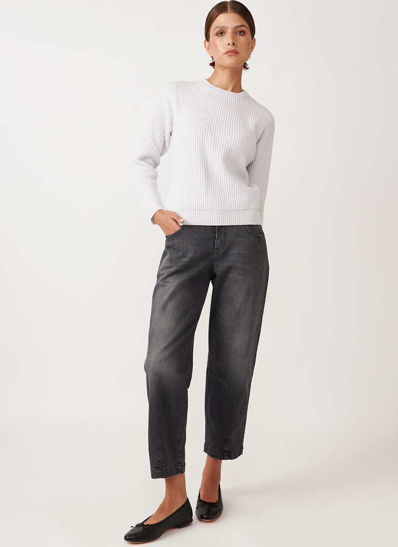 Eleventy Ribbed Wool and Cashmere-Blend Crewneck Sweater