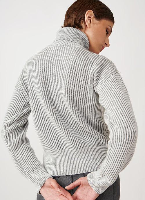 Ribbed Wool-Blend Turtleneck Sweater