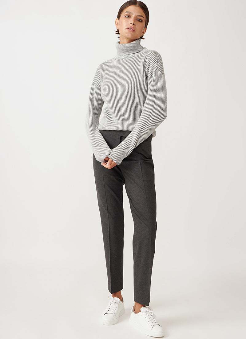 Ribbed Wool-Blend Turtleneck Sweater