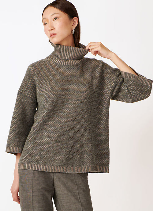 Fabiana Filippi Bicolour Mesh Turtleneck Sweater