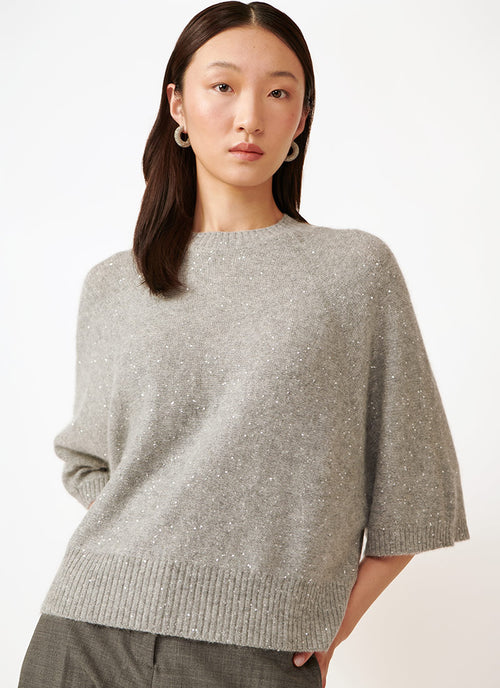 Fabiana Filippi Cropped Short Sleeve Cape with Sequins