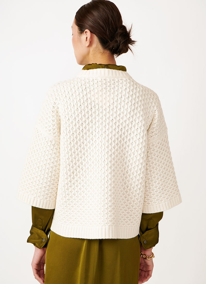 Fabiana Filippi Grid Stitch Short-Sleeve Sweater