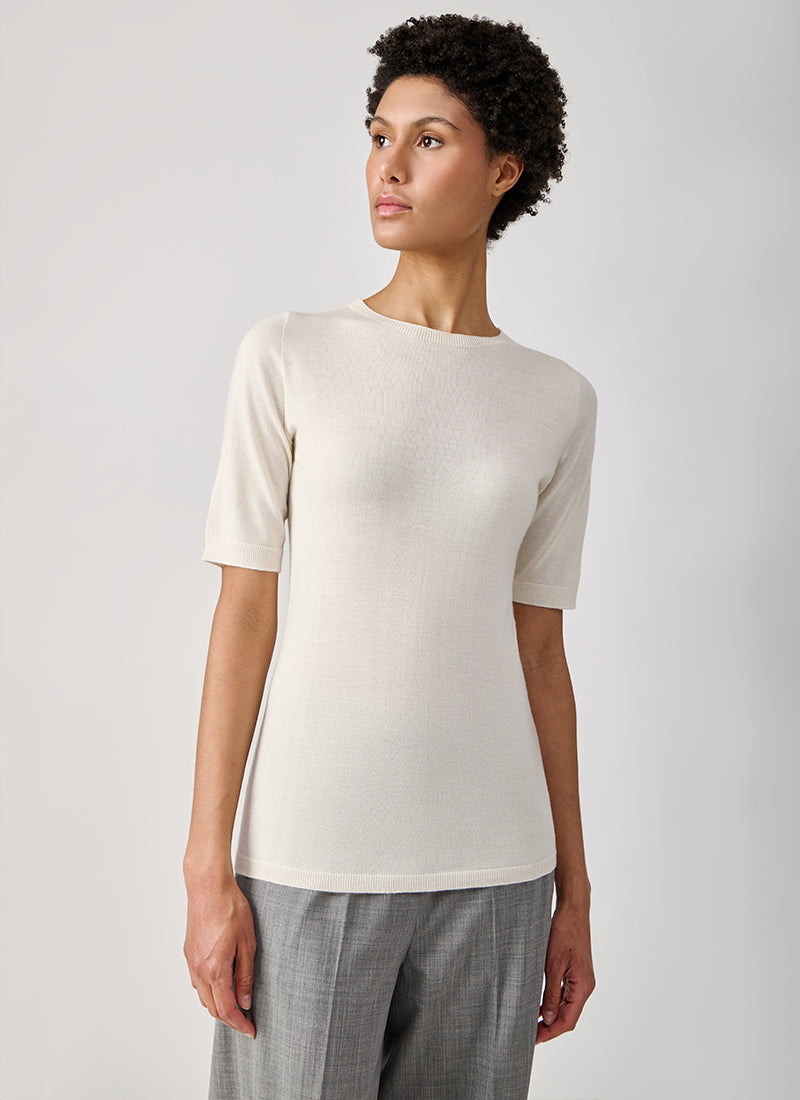 Cashmere Silk Short Sleeve Sweater Fabiana Filippi Andrews