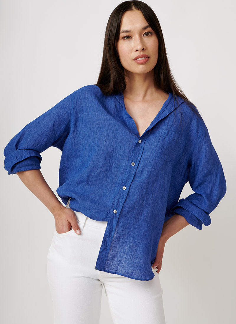 Frank & Eileen Eileen Bright Blue Linen Shirt