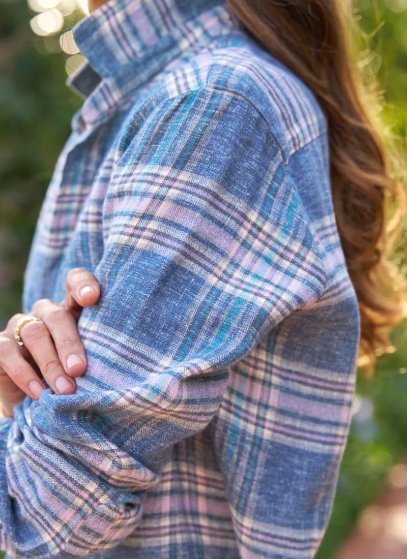 Eileen Purple and Blue Flannel Linen Shirt