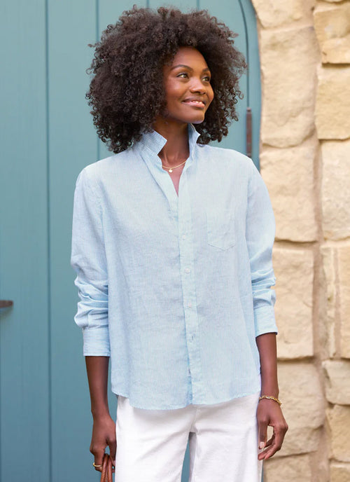 Frank & Eileen Eileen Turquoise Stripe Linen Shirt