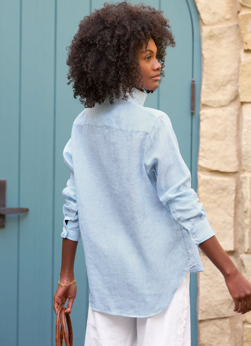 Frank & Eileen Eileen Turquoise Stripe Linen Shirt