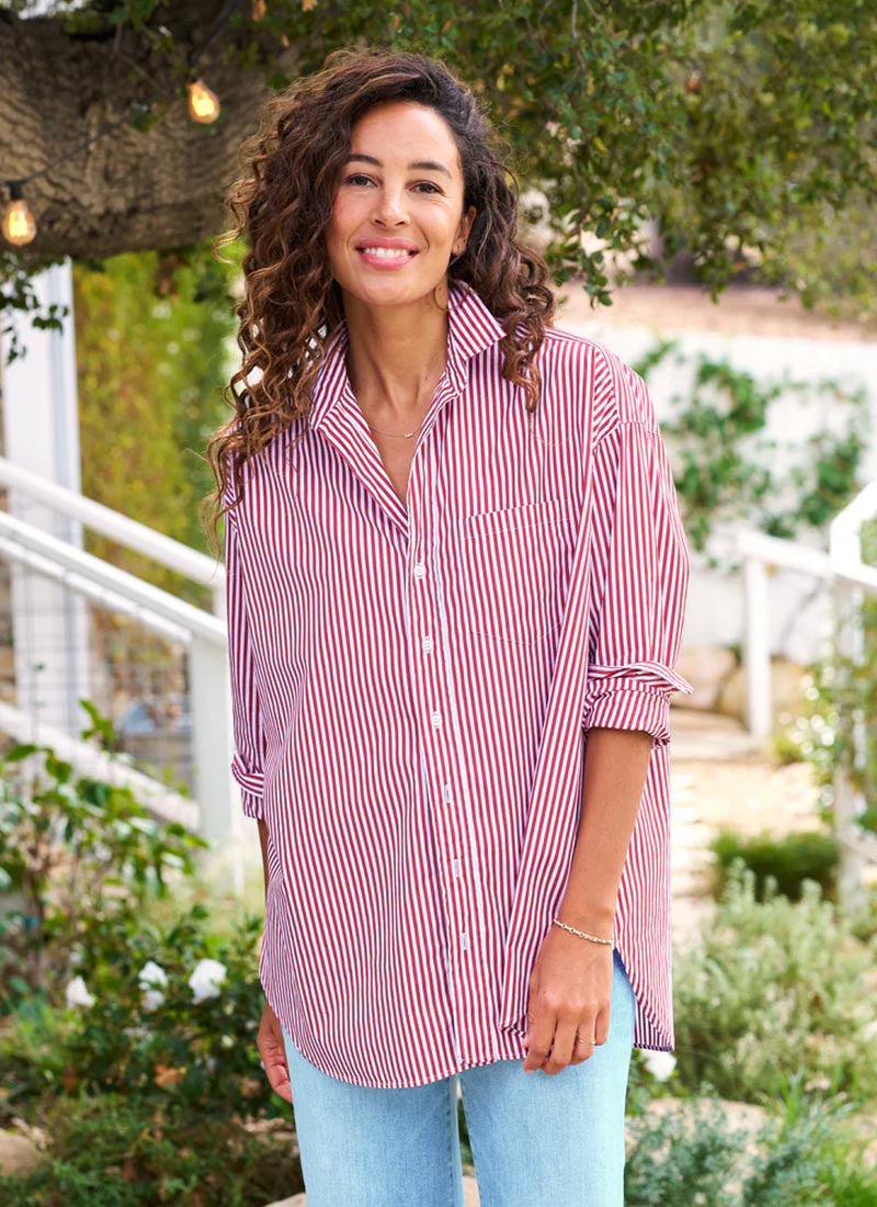 Frank & Eileen Shirley Maroon Stripe Shirt