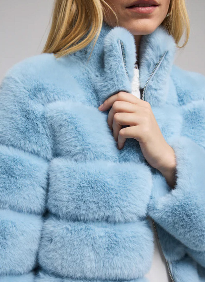 Baby blue faux fur coat best sale