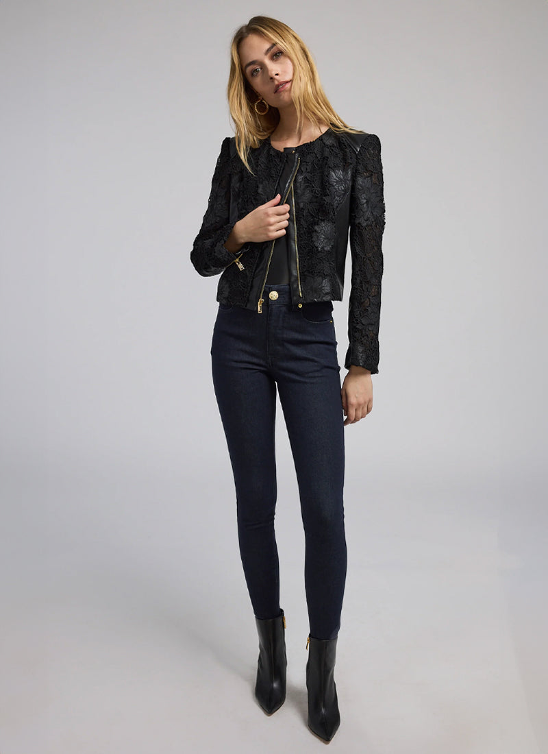 Dalma Vegan Leather Guipure Jacket