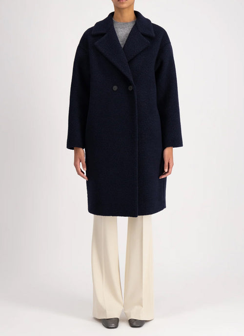 Harris Wharf London Double-Breasted Dropped Shoulder Bouclé Coat