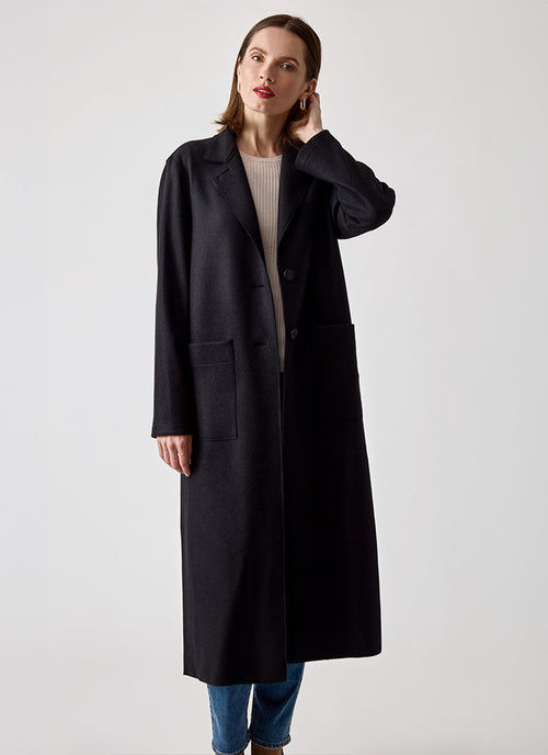 Harris Wharf London Wool and Cashmere Long Patch Pocket Coat