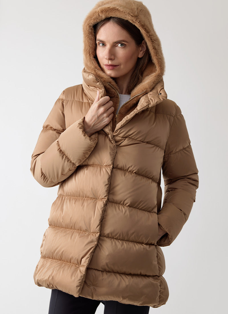 Herno Faux Fur A-Line Puffer