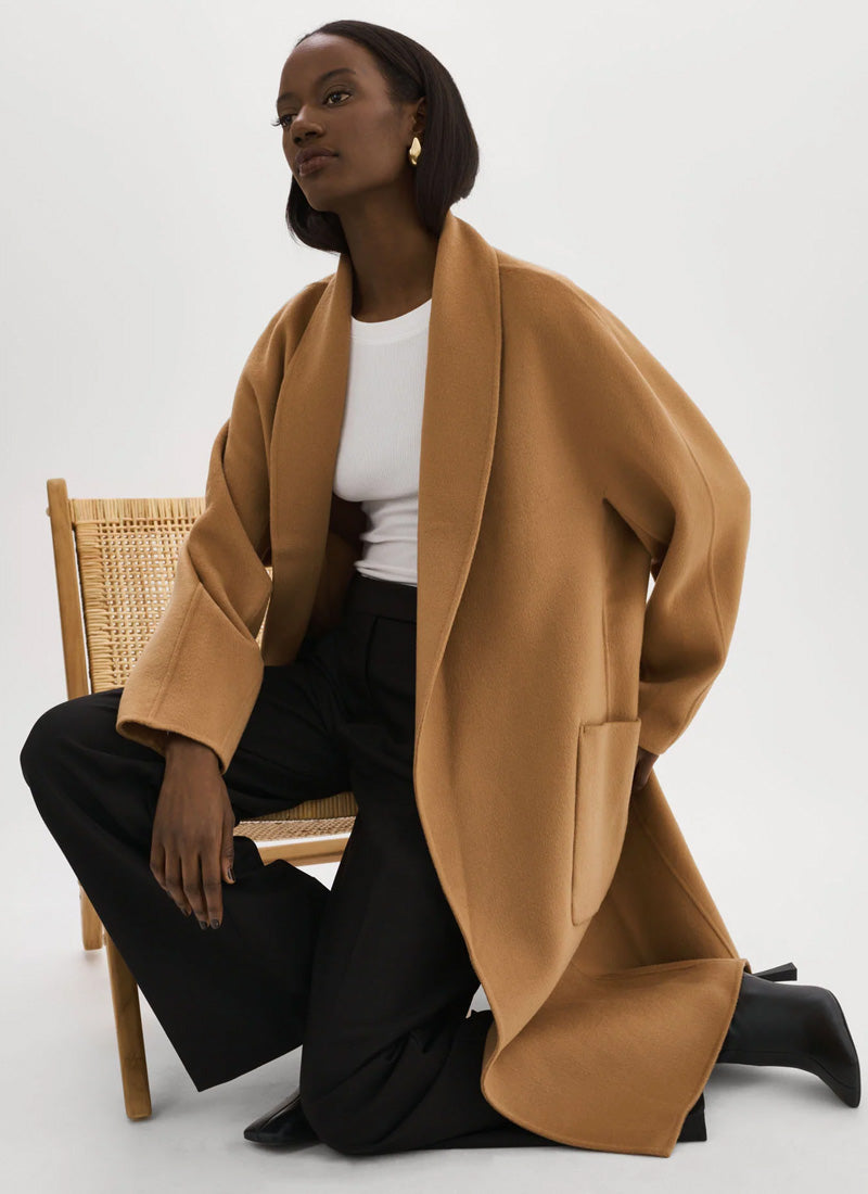 LAMARQUE Thara Shawl Collar Wool Coat