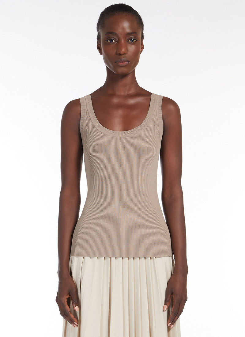 Max Mara Leisure Siro Ribbed Viscose Crepe Tank