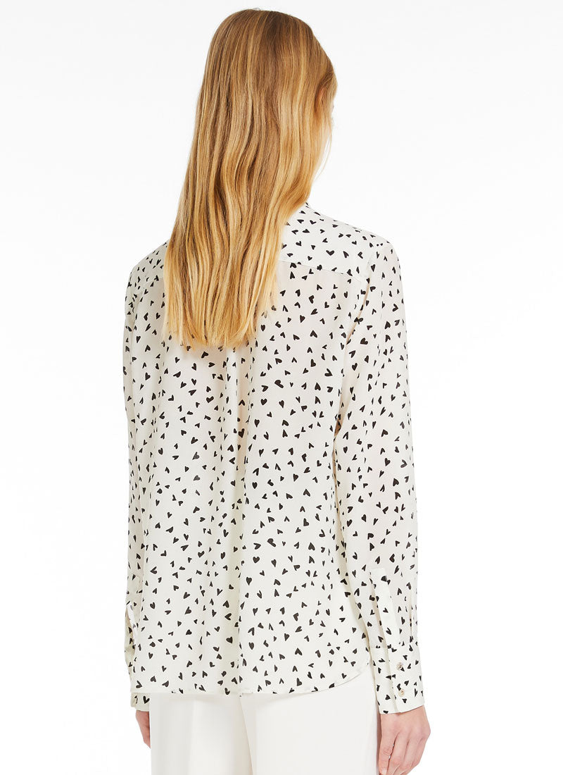 Max Mara Studio Pagine Silk Heart Print Blouse