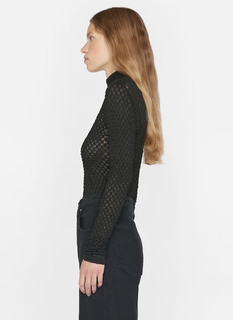 Frame Mesh Lace Turtleneck