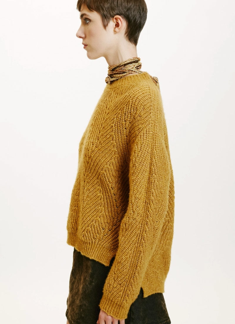 Momoni Cable Stitch Wool Crewneck Sweater