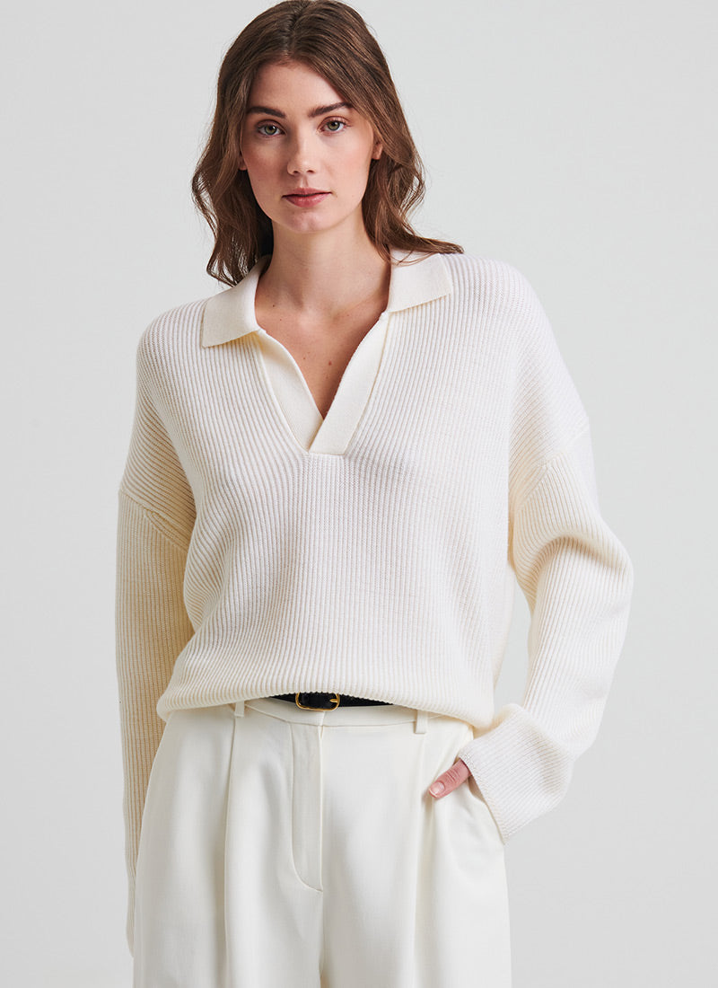 Patrick Assaraf Extra-Fine Merino Relaxed Polo Sweater