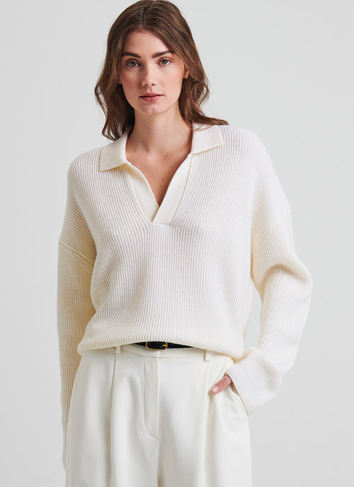 Patrick Assaraf Extra-Fine Merino Relaxed Polo Sweater