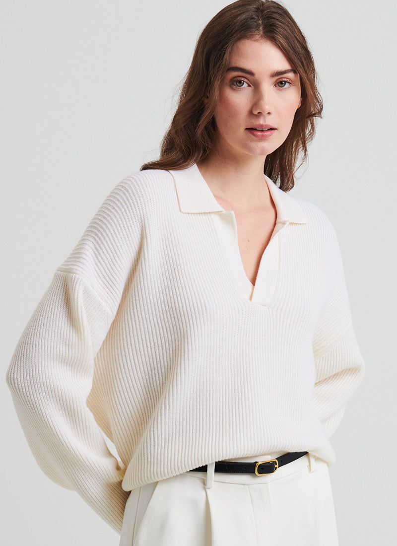 Patrick Assaraf Extra-Fine Merino Relaxed Polo Sweater