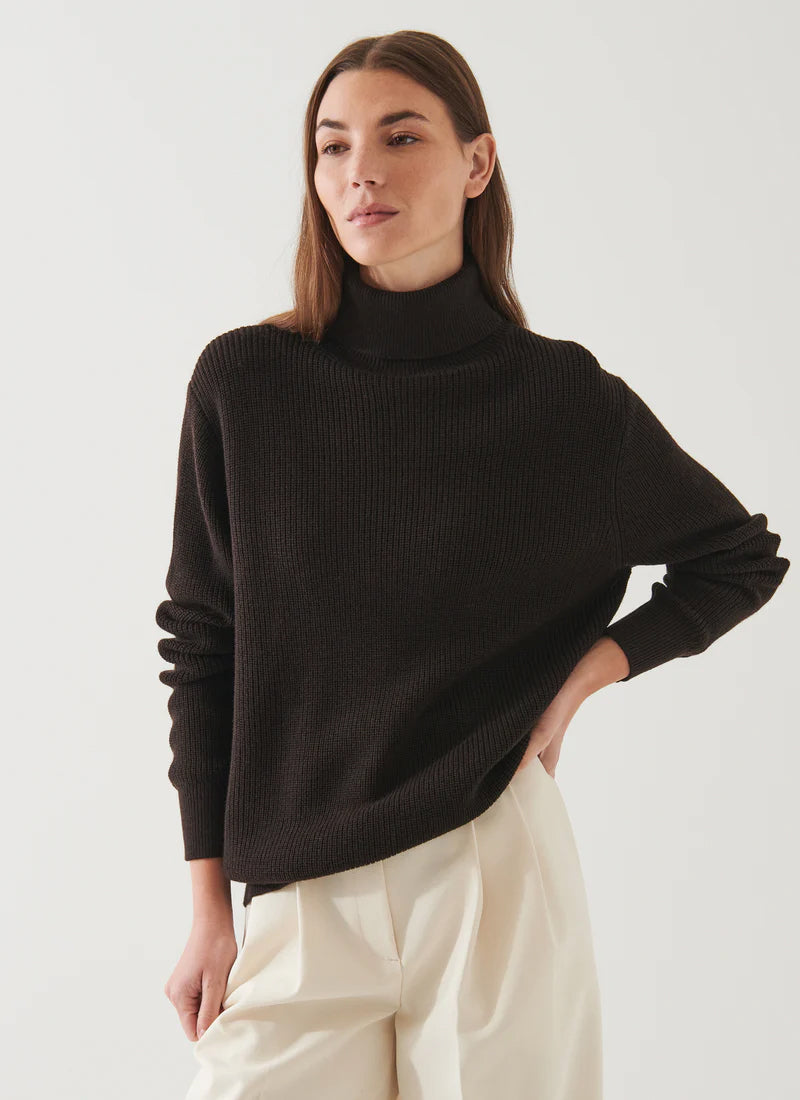 Patrick Assaraf DRAFT Boyfriend Ribbed Turtleneck Sweater