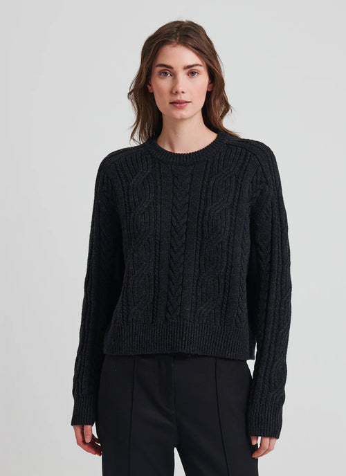 Patrick Assaraf Merino Boyfriend Cable Crew Sweater