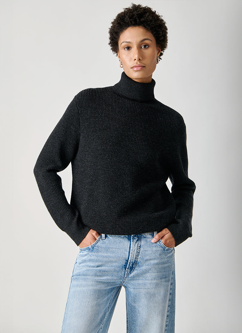 Boyfriend Ribbed Turtleneck Sweater