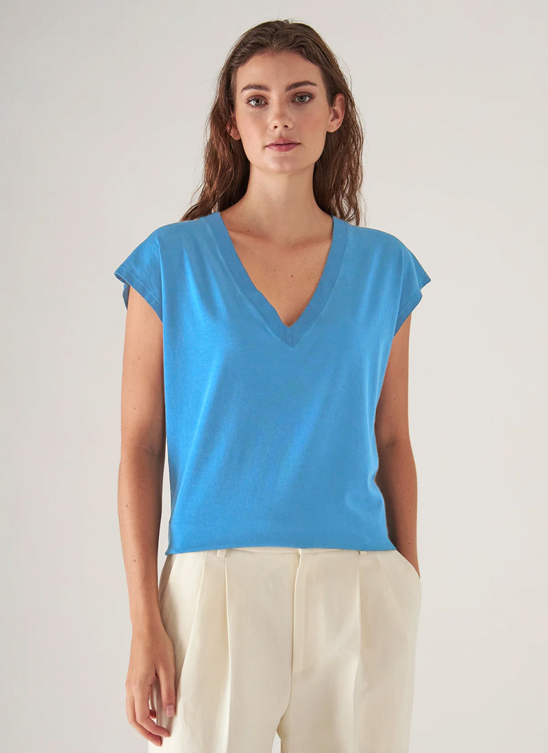 Patrick Assaraf Short Sleeve Iconic Sublime V Neck Dolman Tee