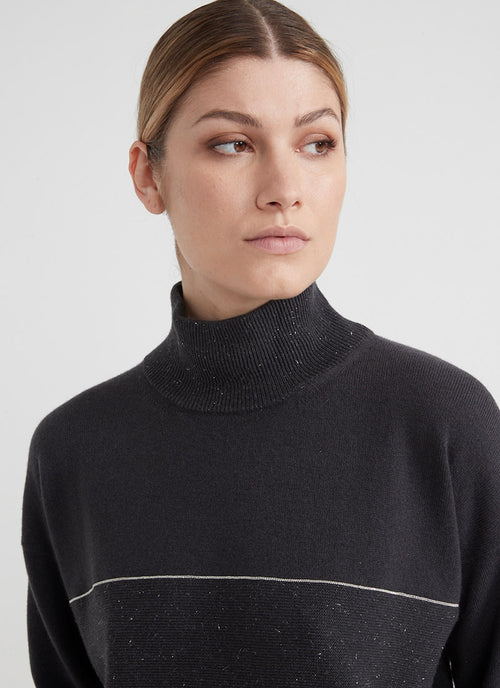 Peserico Mock Neck Wool and Silk-Blend Sweater