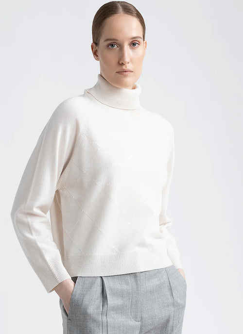 Peserico Roll Neck Sweater with Diamond Sequins