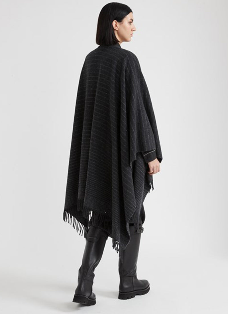 Peserico Wool and Cashmere Sequin Jacquard Cape