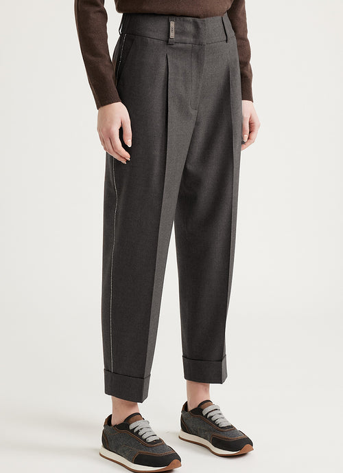 Peserico Wool and Cashmere Trouser with Dart Stretch